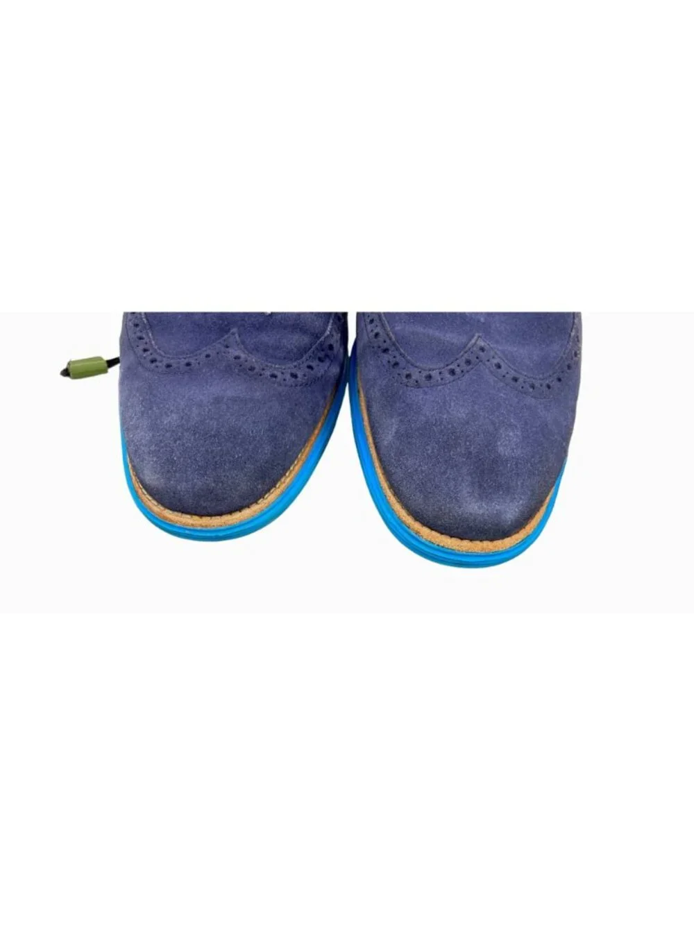 COLE HAAN BLUE SUEDE LUNAGRAND LUNARLON WINGTIP OXFORD LOAFER  w/ BAG